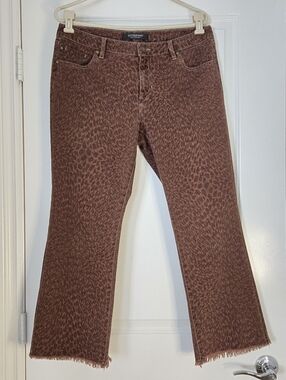 Liverpool Los Angeles Brown Leopard Animal Print Flare Denim Jeans, Size 8/29